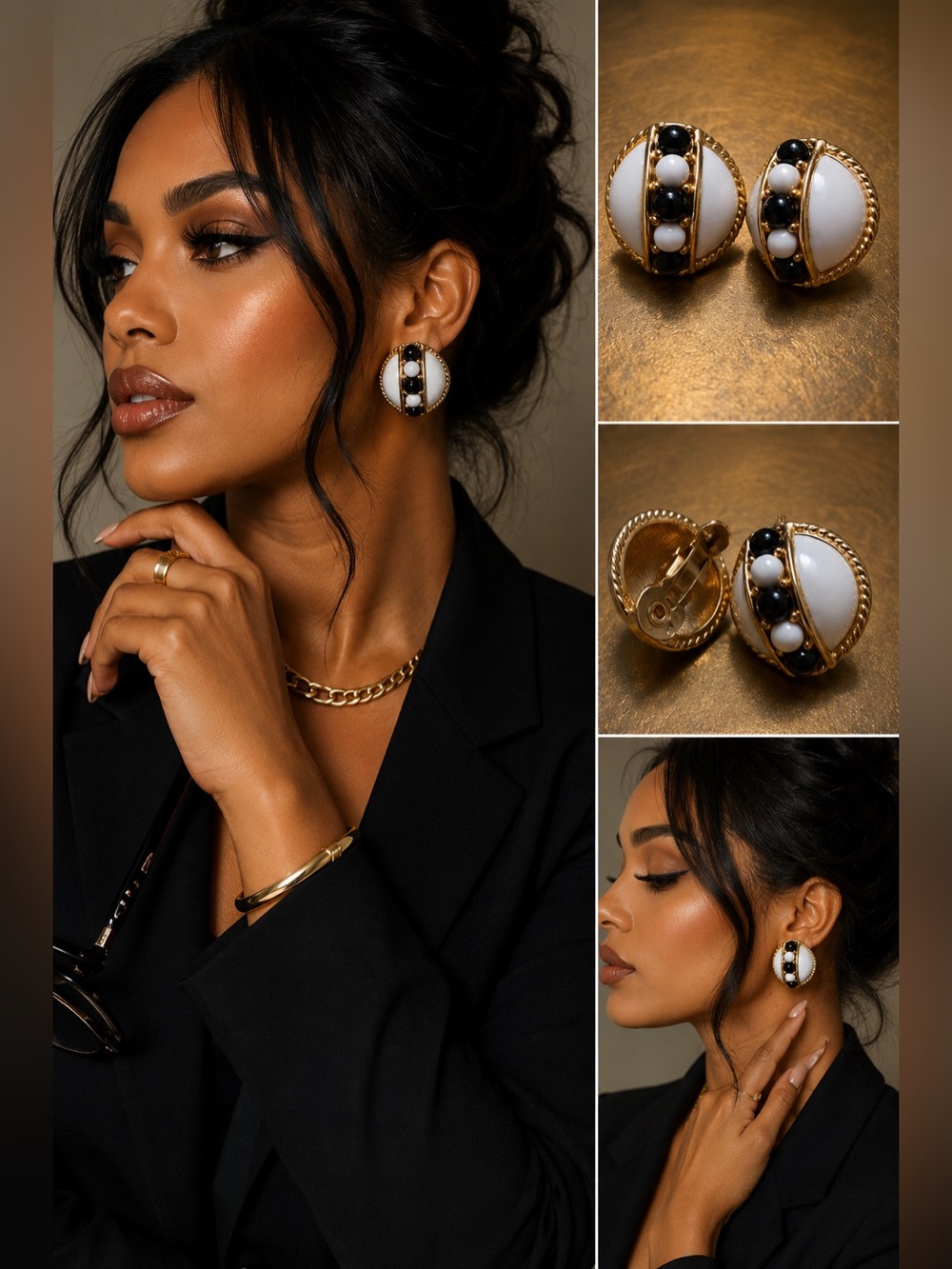 🏆 SIGNED MONET VINTAGE STATEMENT CLIP-ONS 🏆